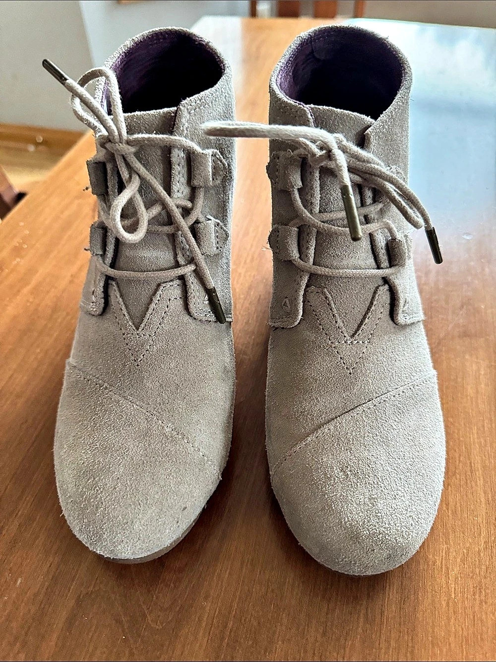 TOMS Kala Wedge Bootie Suede Ankle Boots Gray US 10